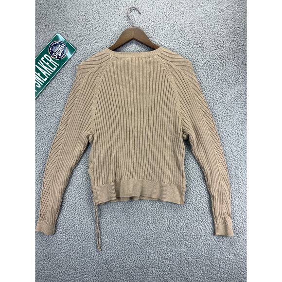 Ralph Lauren Polo Linen Blend Sweater Womens Medium Tan Brown Lightweight NEW M - Picture 6 of 8
